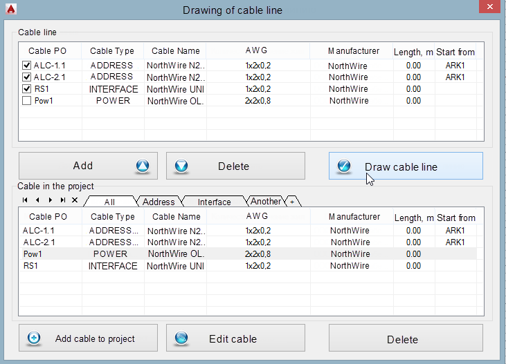 Drawing cable line in AutoCAD application